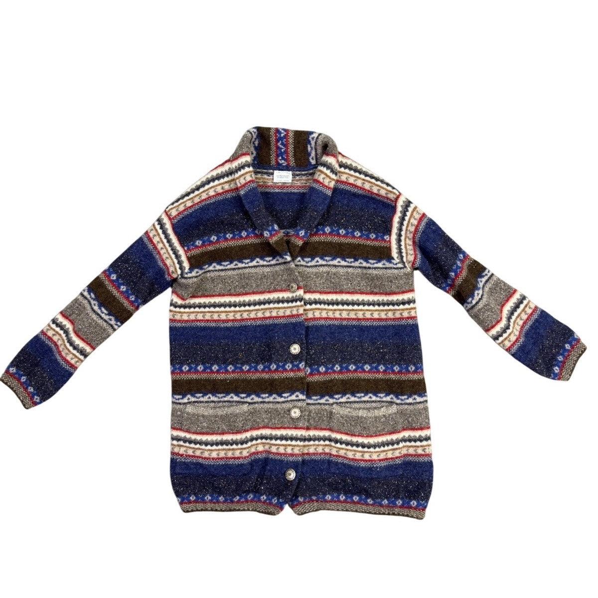 United Colors Of Benetton Womens Multicolor Wool Button-Up Cardigan Sweater Sz M