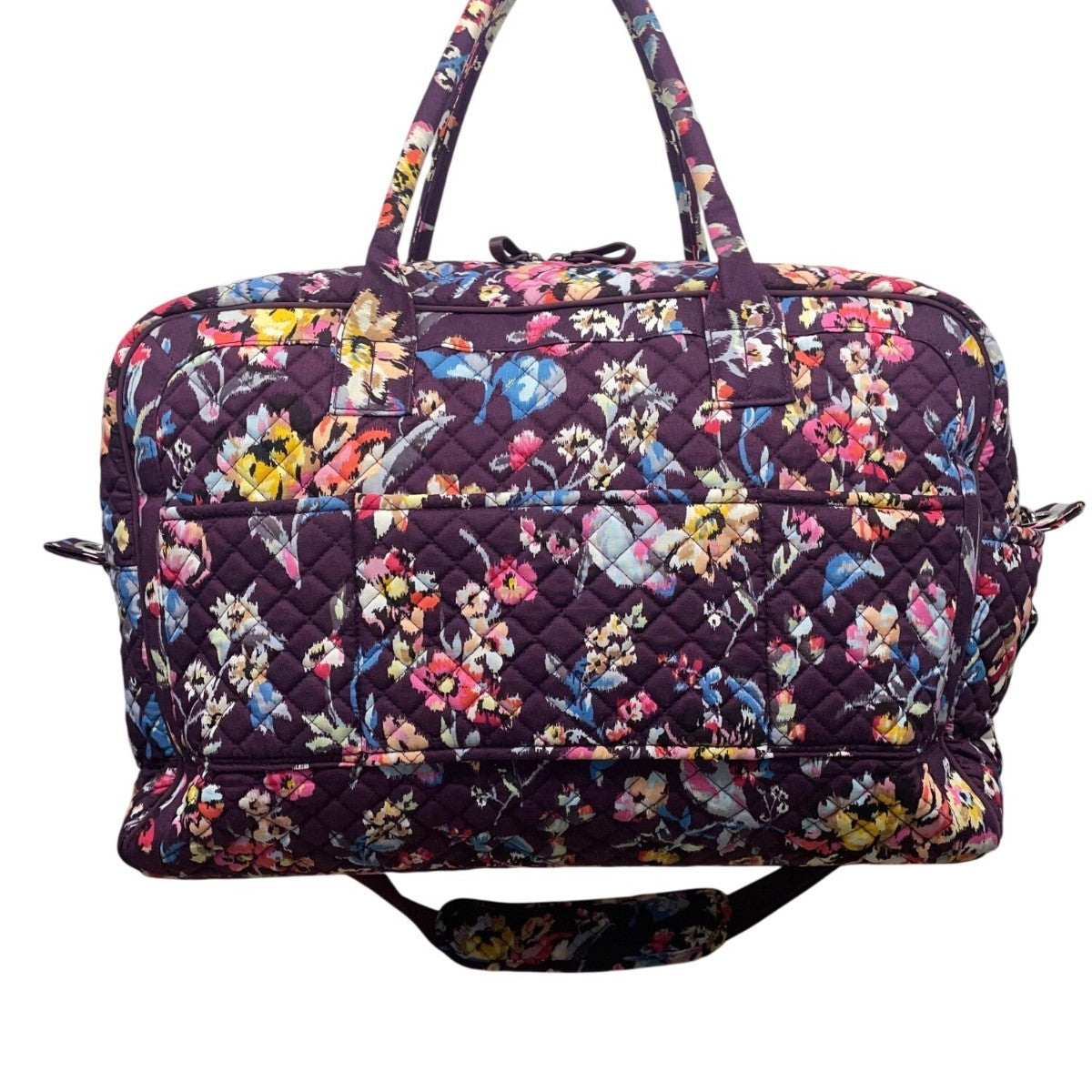 Vera Bradley Women’s Purple Floral Quilted Spacious Travel Carry-On Duffel Bag