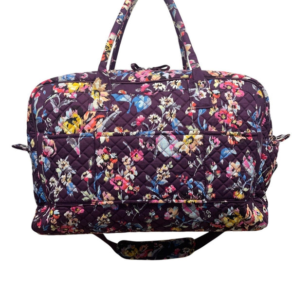 Vera Bradley Women’s Purple Floral Quilted Spacious Travel Carry-On Duffel Bag