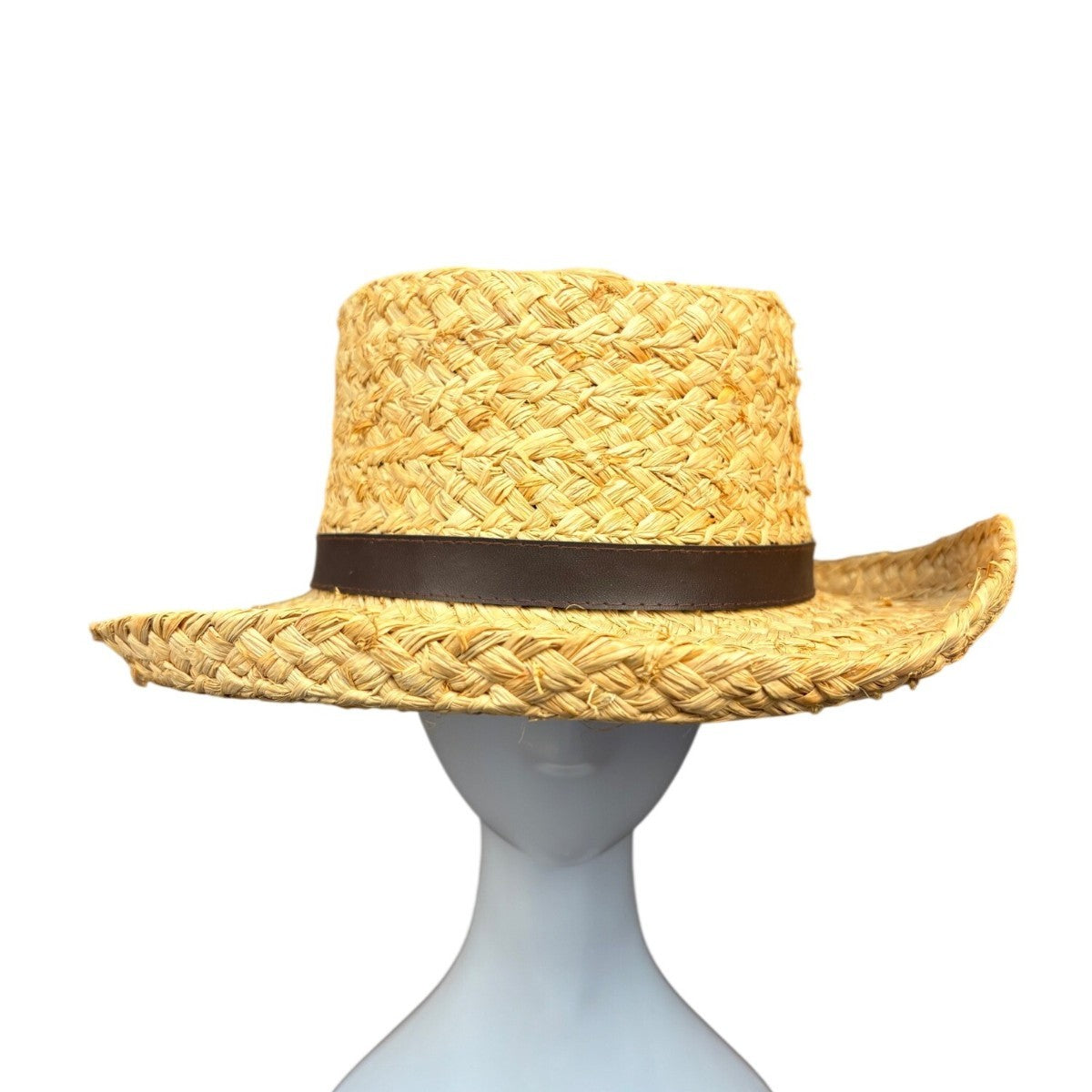 Dorfman Pacific Unisex Natural Straw Hat W/Brown Band Genuine Raffia