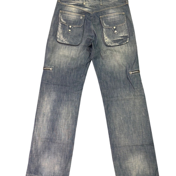Jeans Mens Cargo Style Jeans Multiple Pockets & Zipper Accents Sz 38/52