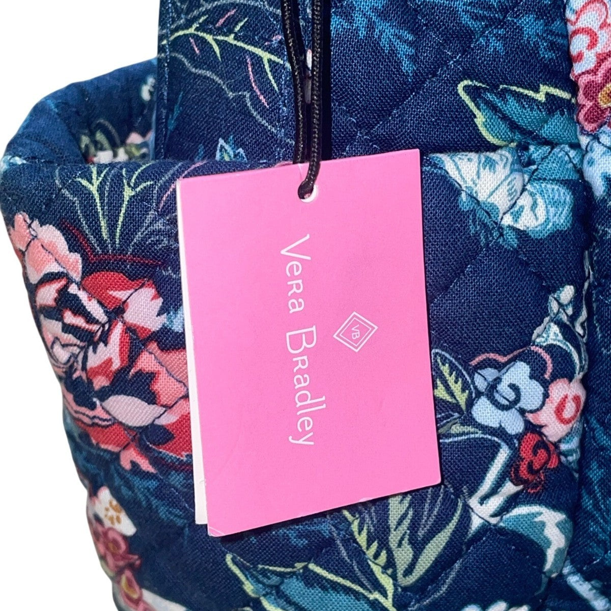 Vera Bradley Womens Navy Quilted Floral Adjustable Strap On-The-Go Crossbody Bag