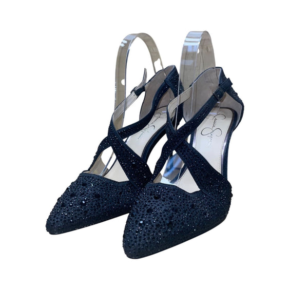Jessica Simpson Women’s Black Rhinestone Embellished Pointed Toe Heels Size 9M
