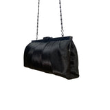 Jessica McClintock Women’s Black Satin With Chain Strap  Evening Clutch Handbag