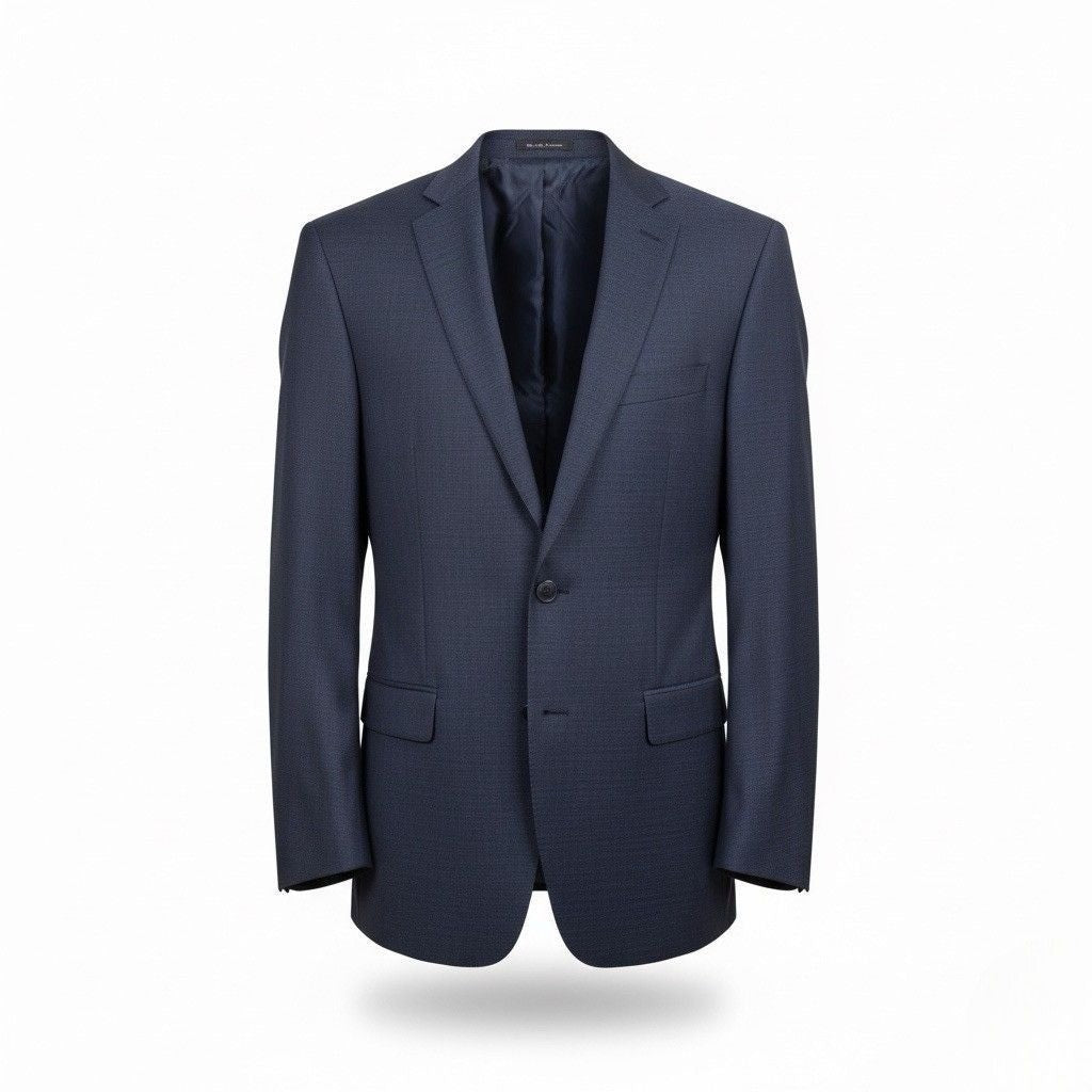Calvin Klein Mens Navy Wool Blazer Jacket Slim Fit Checkered Two-Button Sz 40R