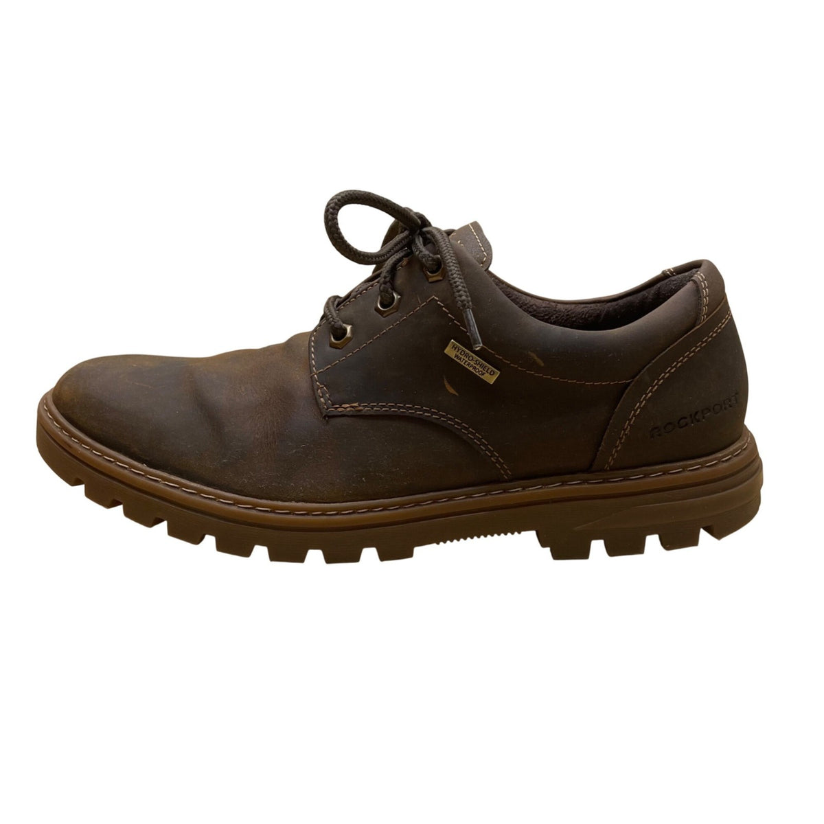 Rockport Men’s Brown Leather Hydro-Shield Waterproof Lace-Up Shoes Size 10