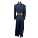 Vintage 1960s Ultra Wide Leg Women’s Black with Embroided Belt Jumpsuit Sz M