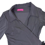 Melissa Masse Womens Black Wrap Shirt Dress Large Stylish & Comfy