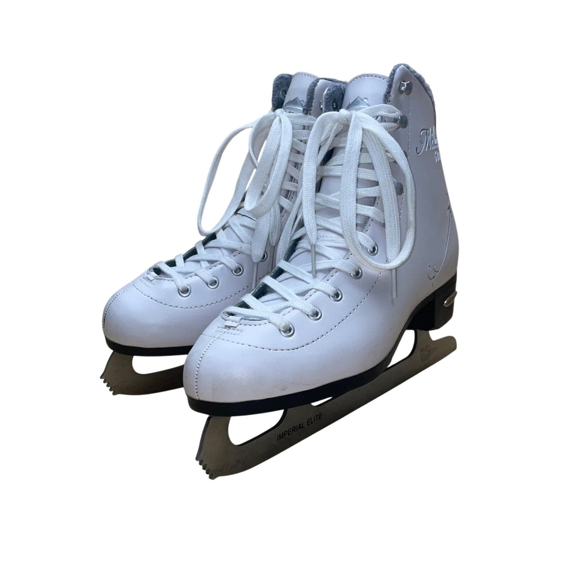 Lake Placid Women’s White Leather Imperial Elite Blades Ice Skates Size 7