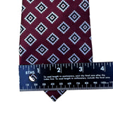 Nordstrom Mens Burgundy 100% Silk Tie With Diamond Pattern