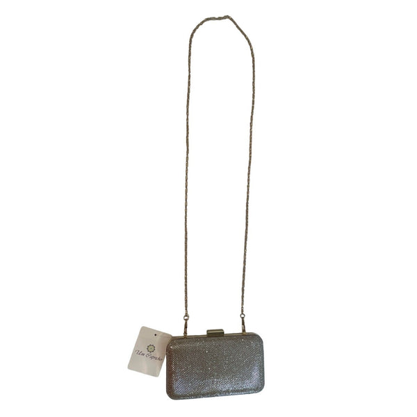 Um Capricho Women's Gold Tone Glittering Shoulder Evening Clutch Sz S