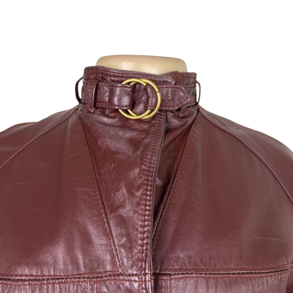 Tfc Women Maroon 100% Genuine Leather Belted Trench Coat Lined With Rayon Sz 8
