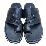 Sreeleathers Black Leather Cushioned Soles Open-Toe Chappal Sandals Sz 10US