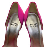 Stuart Weitzman Women’s Pink Satin Open Toe Bow Embellished DOrsay Heel Sz 8.5