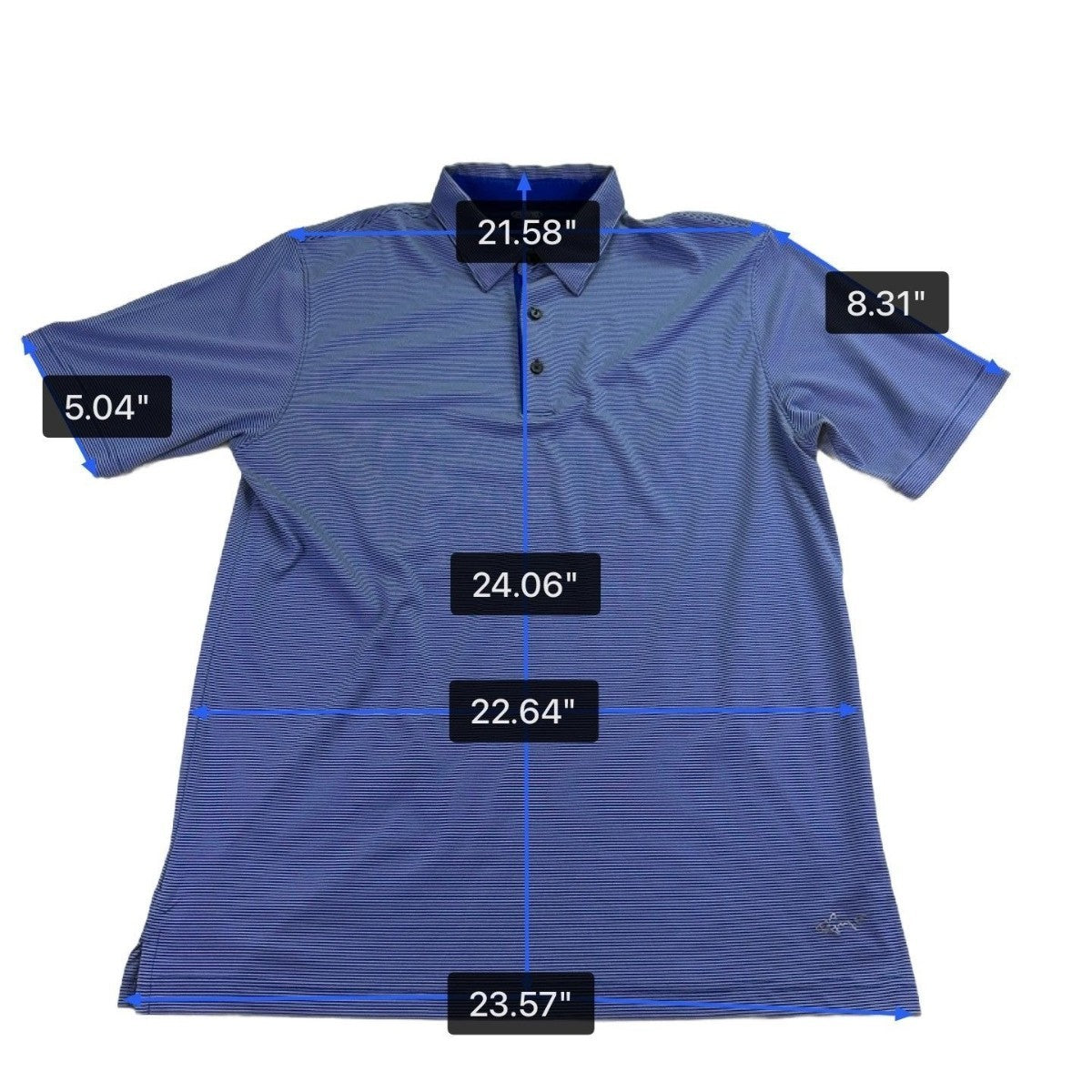 Greg Norman Mens Blue Striped Polo Shirt Play Dry Performance Breathable Size L