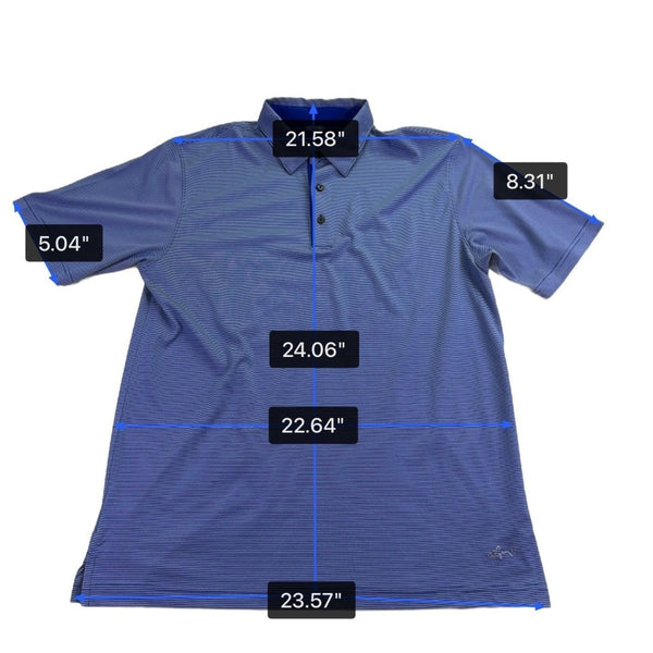 Greg Norman Mens Blue Striped Polo Shirt Play Dry Performance Breathable Size L