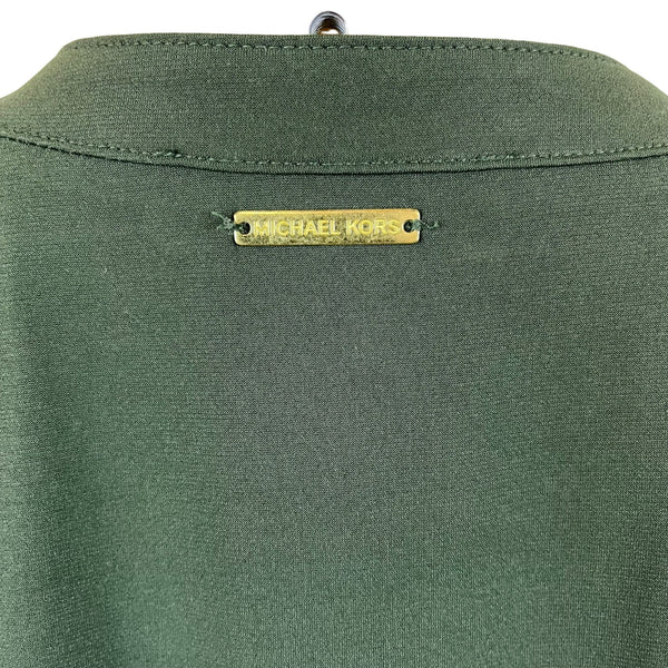 Michael Kors Womens Green Sleeveless Tie Neck Ruffle Hem Casual Dress Size M