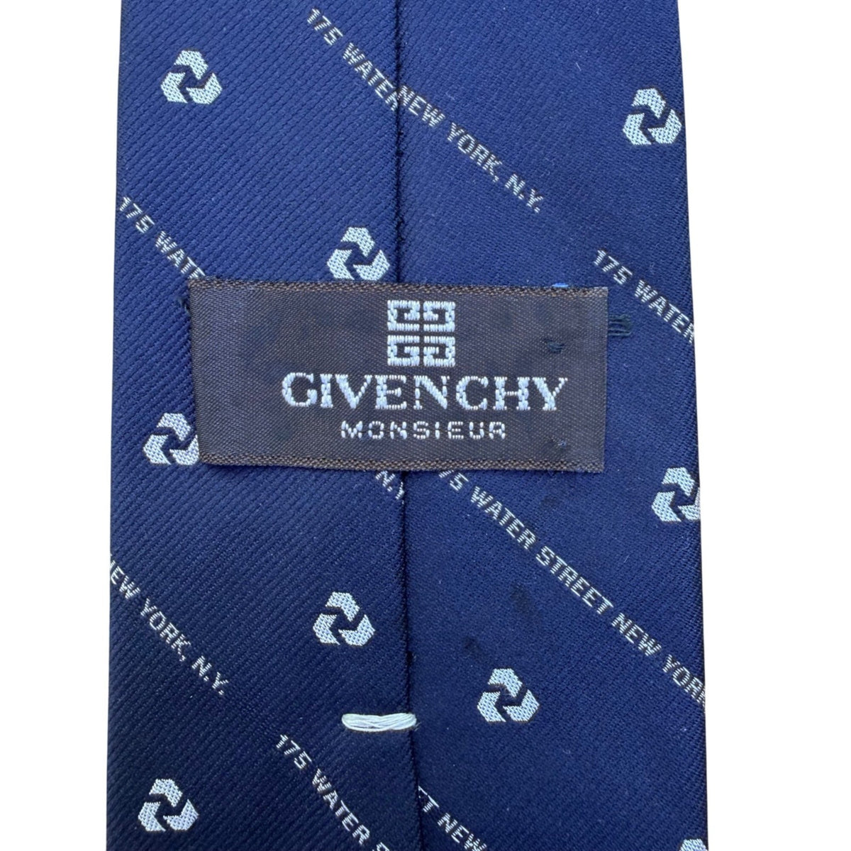 Givenchy Mens Navy Logo Print Neck Tie 175 Water Street Design Elegant