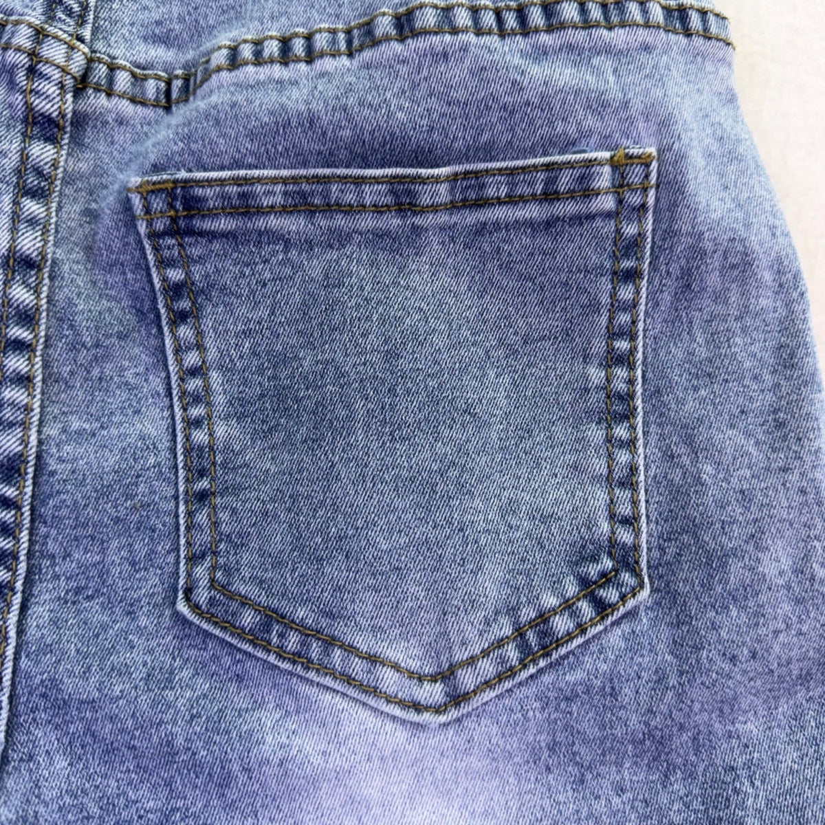 Bamboo Womens Blue Denim Embroidered Flare Jeans Raw Hem Size 7/28