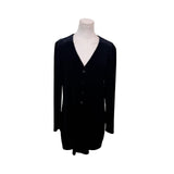 Linda Allard Ellen Tracy Womens Black Velvet Button Down Long Cardigan Size 10