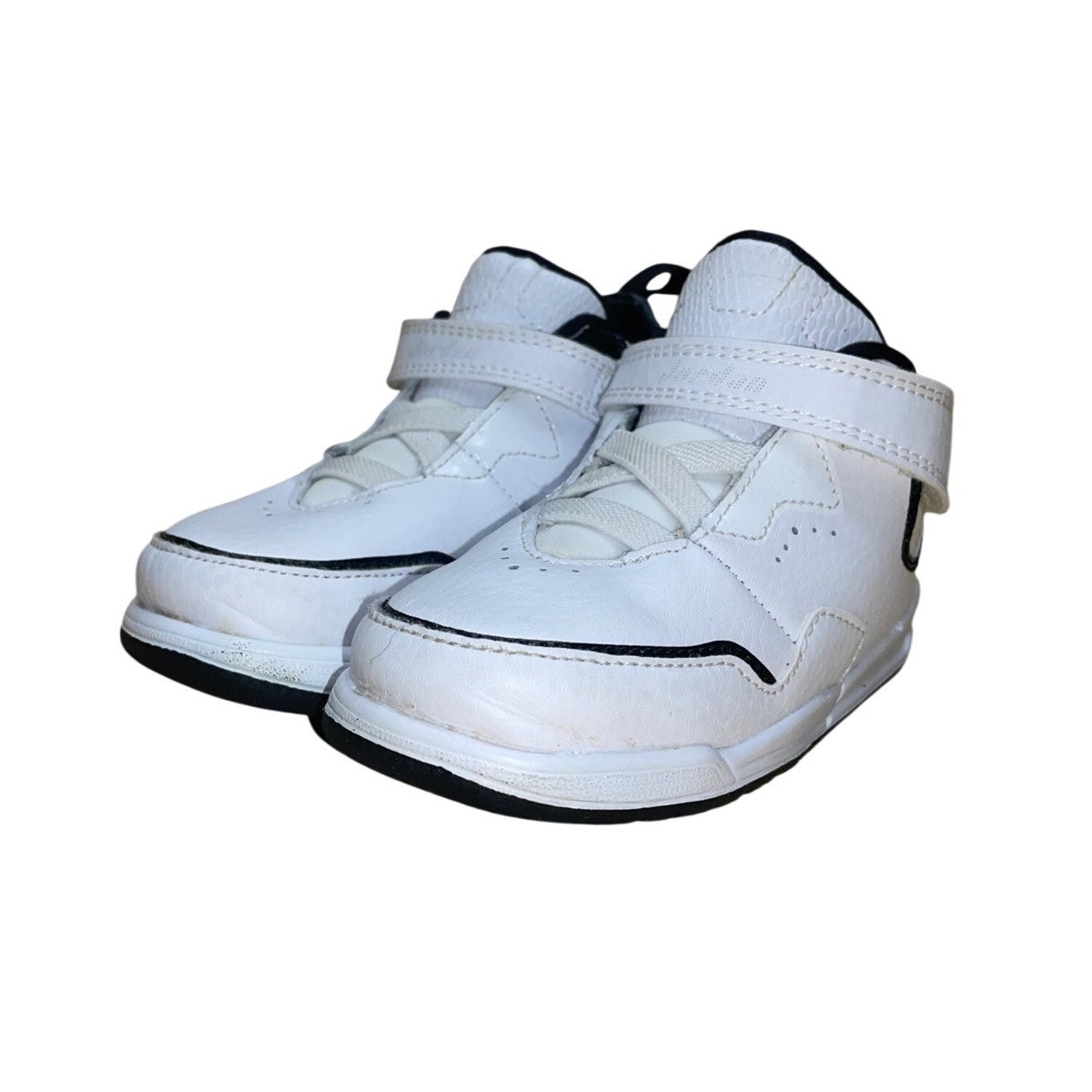 Air Jordan Kids White & Black Adhesive Strap Closure Athletic Sneakers Size 7C