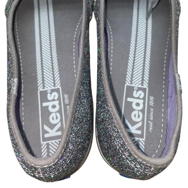 Keds Women’s Silver Glitter With Bow Ballet Flats Size 9.5