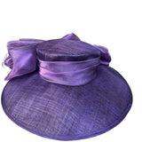 Purple Sinamay Womens Wide Brim Bow Fascinator Hat For Events Weddings & Church