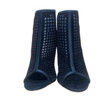Rebecca Minkoff Women’s Black Leather Perforated Open-Toe High Heel Booties Size
