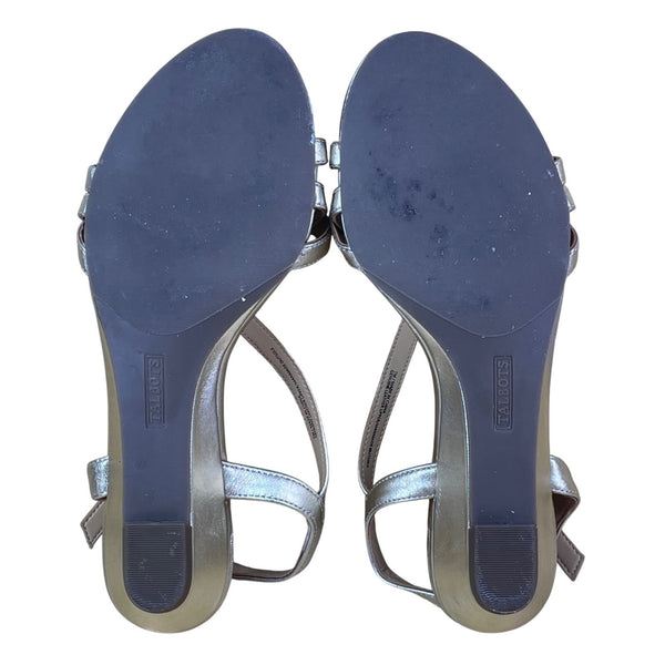 Talbots Women’s Metallic Bronze Leather Strappy Slingback Wedge Sandals Size 7M