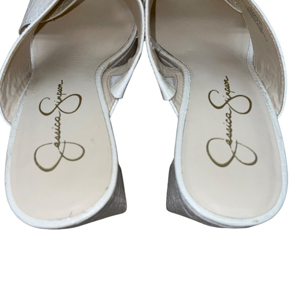 Jessica Simpson Women’s White Faux Croc Skin Platform High Heel Sandals Sz 10M