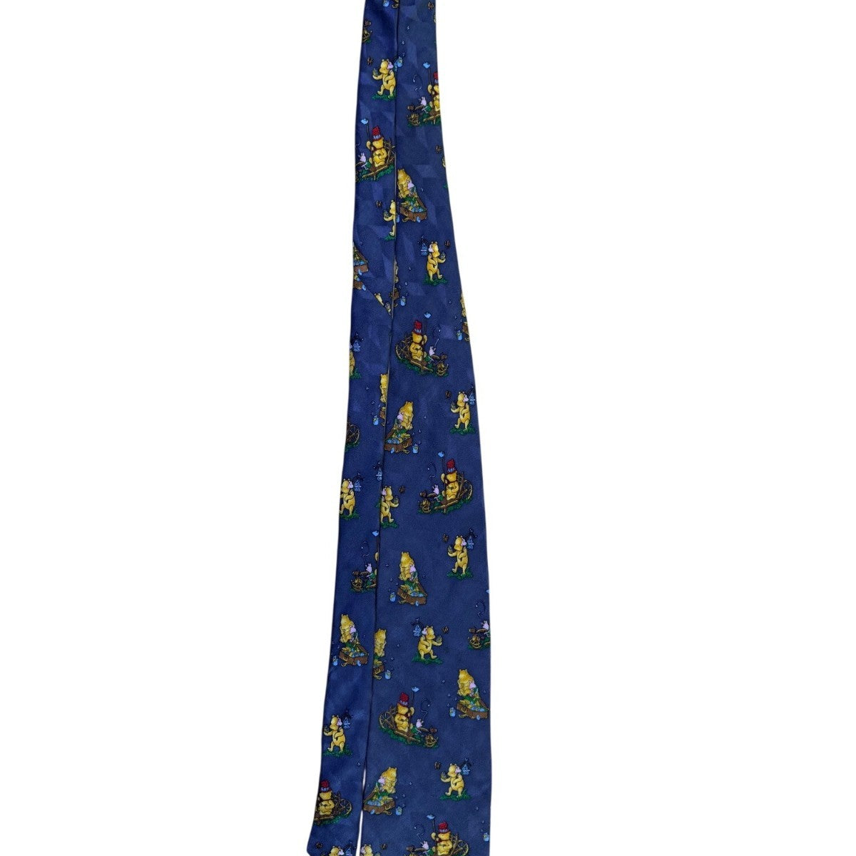 Classic Pooh Mens Blue 100% Silk Necktie Winnie The Pooh Piglet Novelty Print