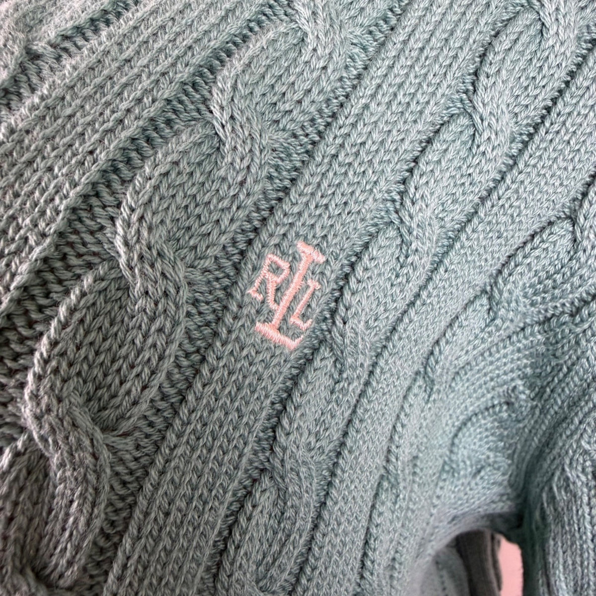 Lauren Ralph Lauren Womens Cable Knit Sweater V-Neck Pullover Sz XL