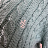 Lauren Ralph Lauren Womens Cable Knit Sweater V-Neck Pullover Sz XL