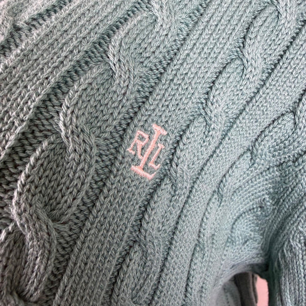 Lauren Ralph Lauren Womens Cable Knit Sweater V-Neck Pullover Sz XL