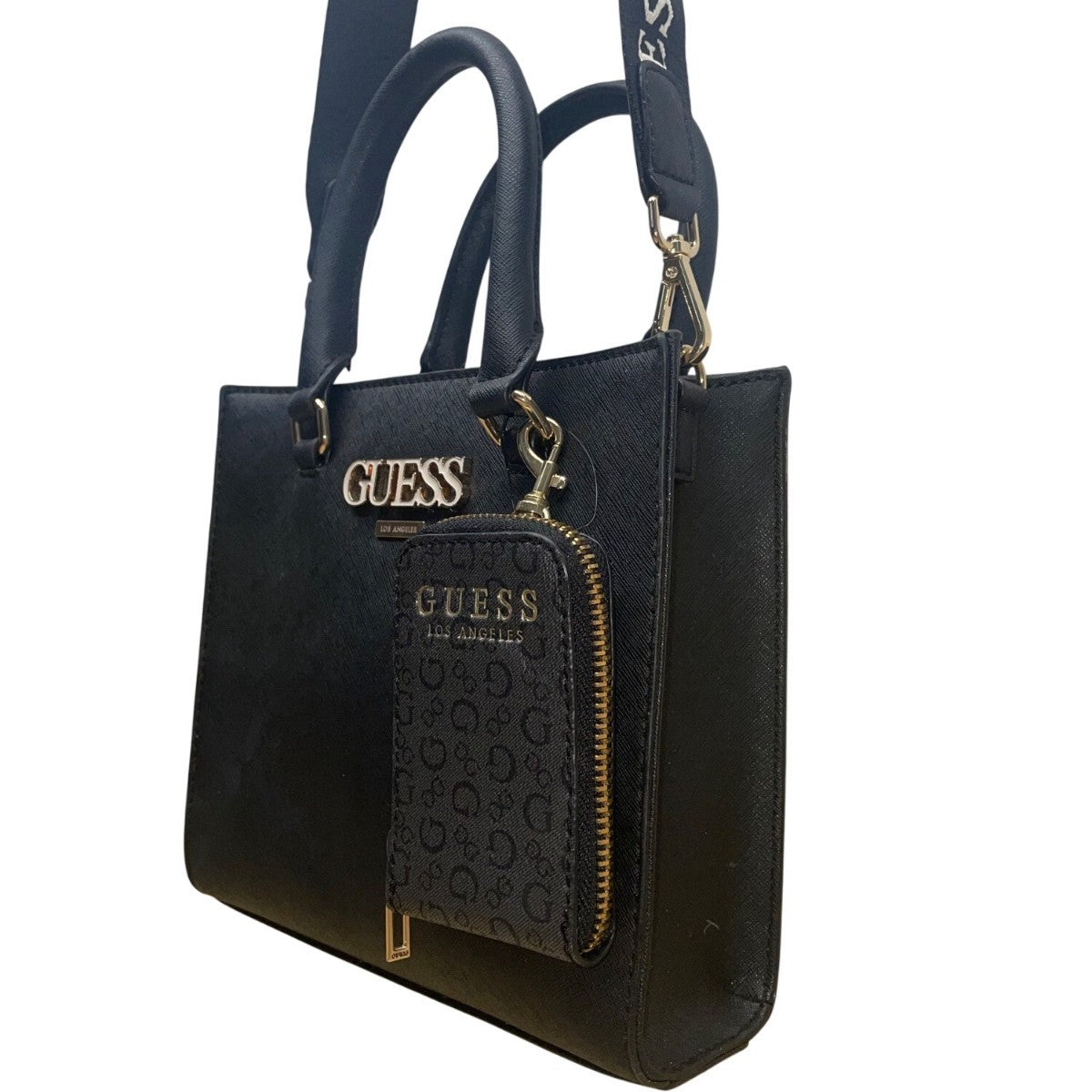 Guess Women’s Black Faux Leather Detachable Strap & Coin Pouch Crossbody Bag