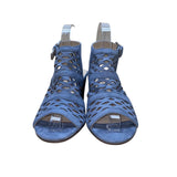 Unisa Women’s Blue Textile Cutout Back Buckle Heeled Perle Sandals Size 7.5M