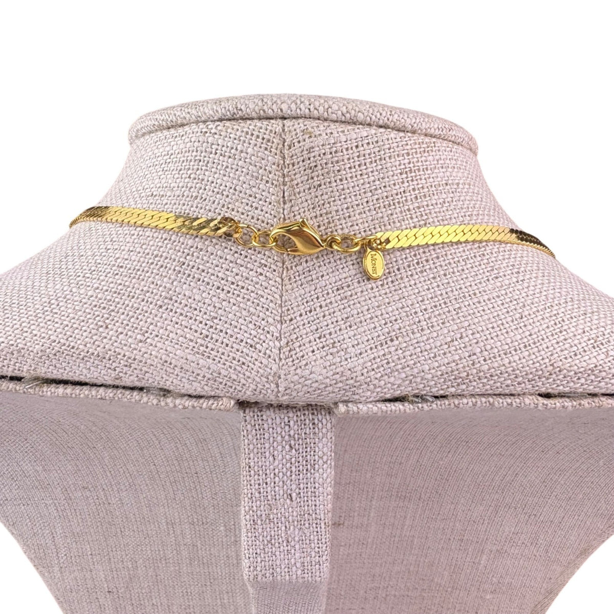 Monet Womens Gold Tone Herringbone Chain Necklace Vintage Statement Jewelry