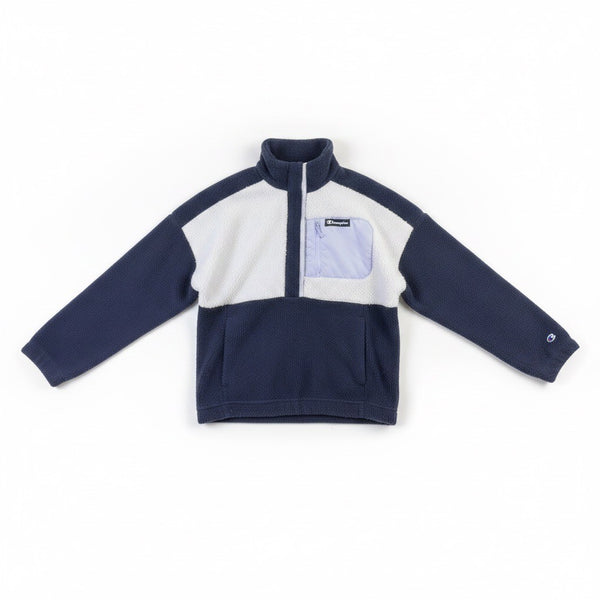 Columbia Womens Navy & White Half-Zip Fleece Pullover Warm Layer Sz L