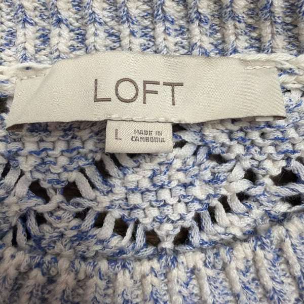 Loft Womens Blue/White Sweater Diamond Knit Pattern Size L