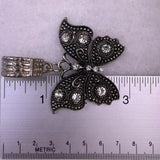 Crystal Silver Tone Womens Butterfly Pendant With Rhinestone Accents For Scarves
