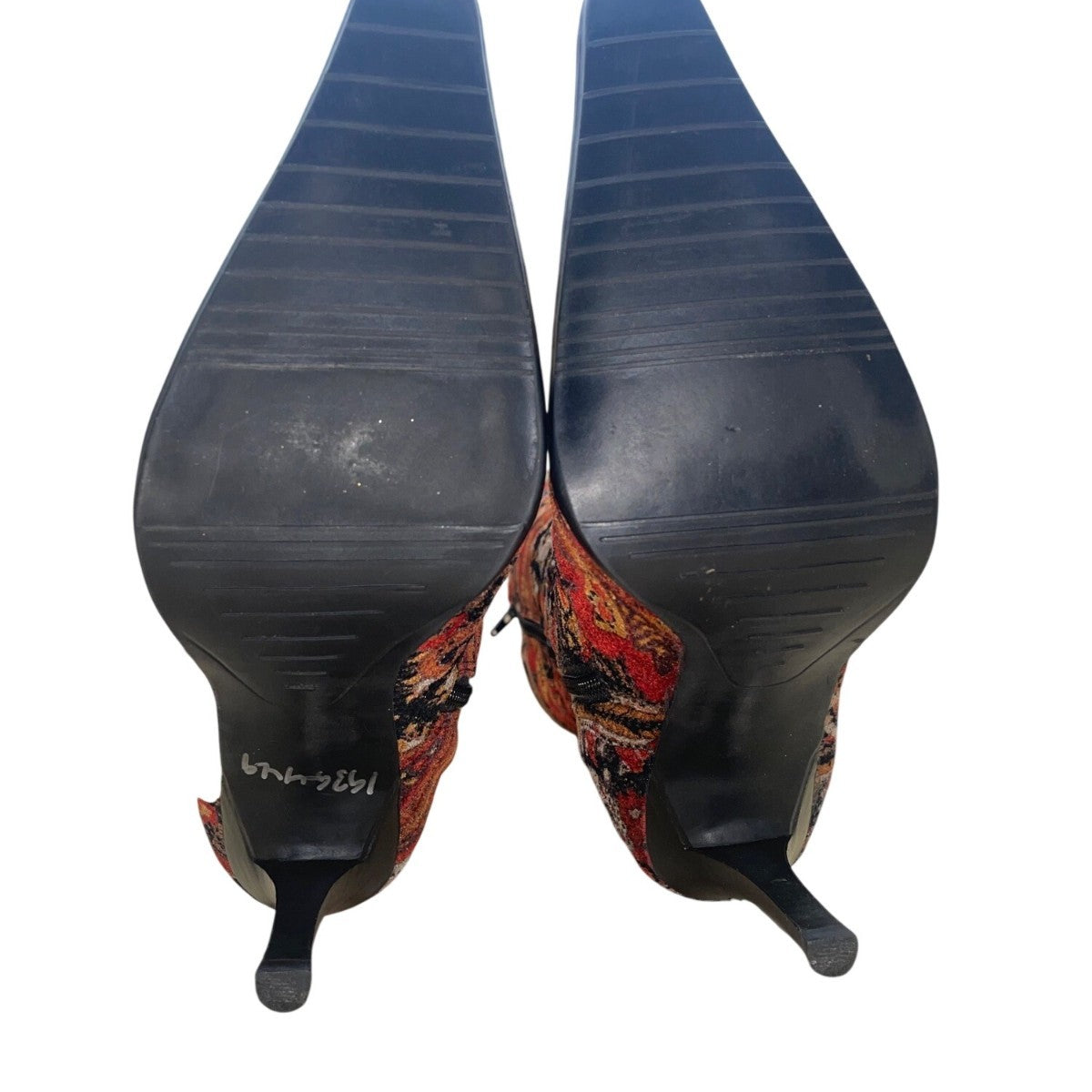Diba Women’s Red & Black Fabric Paisley Print Stiletto Heel Tall Boots Size 6.5