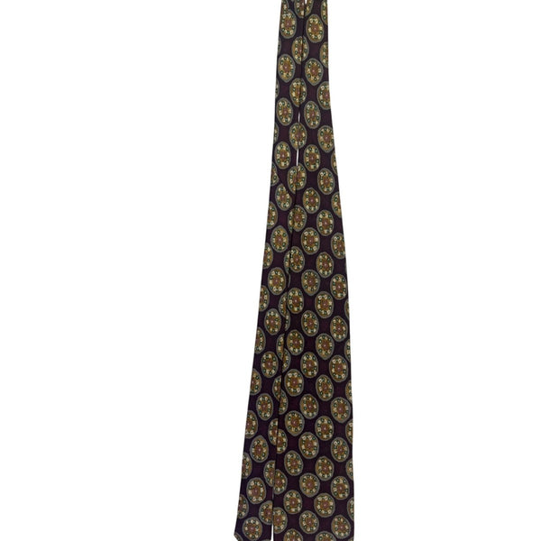 Omaggio By Robert Talbott Mens Purple Silk Floral Pattern Necktie Italy Design N