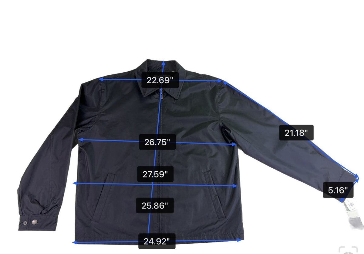 Perry Ellis Mens Black Polyester Zip-Up Jacket Lightweight Casual Fit Size L