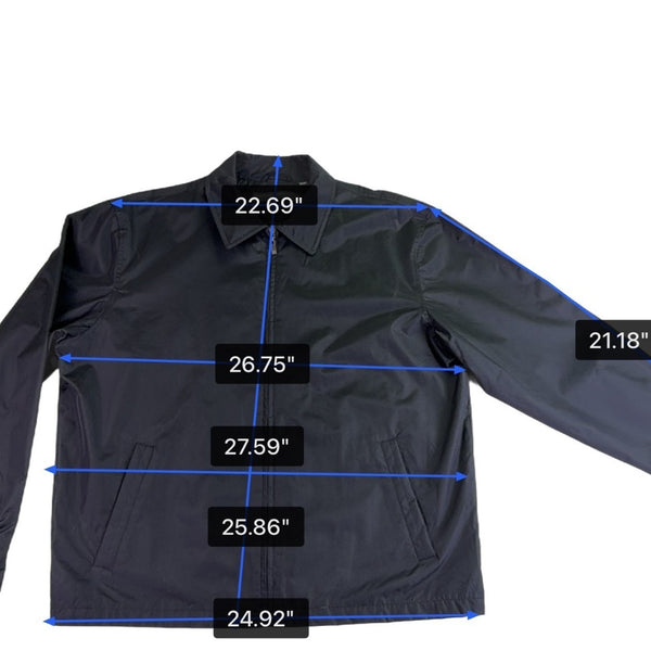 Perry Ellis Mens Black Polyester Zip-Up Jacket Lightweight Casual Fit Size L