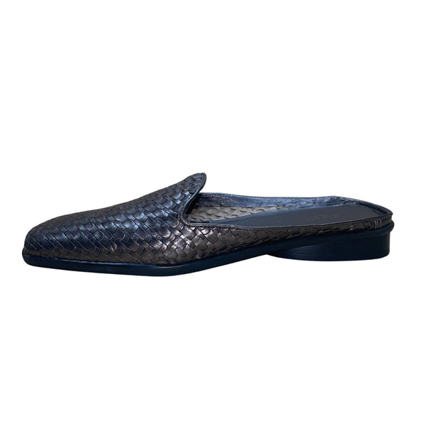 Murphy Men’s Silver Woven Leather Comfortable Handmade Slip-On Mules Size 9