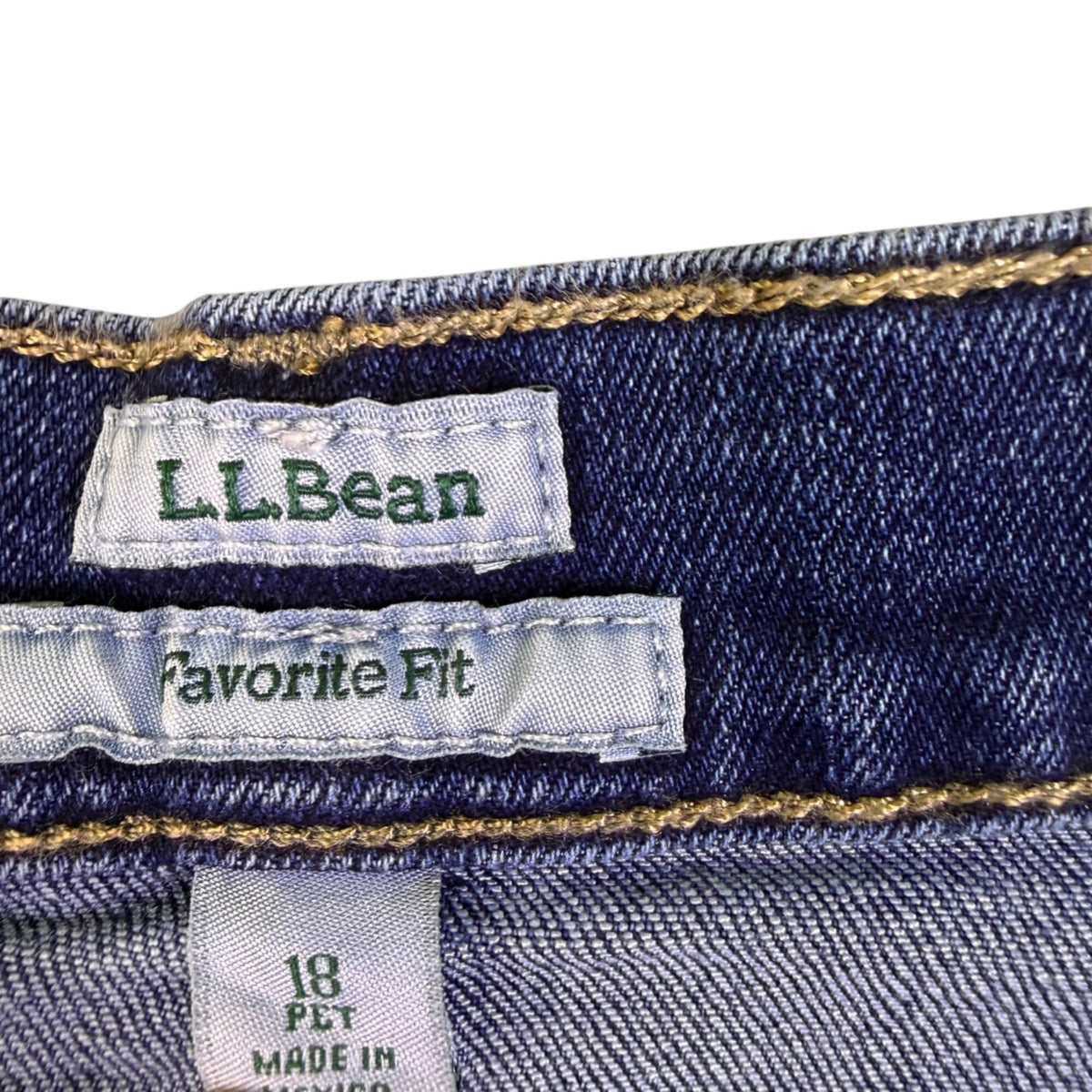 L.L. Bean Womens Dark Blue Cotton Blend Favorite Fit Straight Leg Jeans Size 18P
