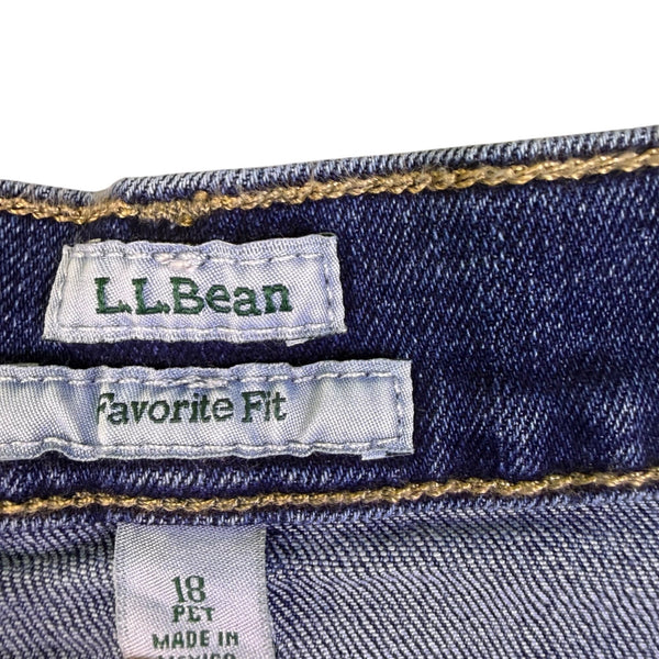 L.L. Bean Womens Dark Blue Cotton Blend Favorite Fit Straight Leg Jeans Size 18P