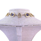 Long Necklace Women Multicolor Natural Stones Metal Design With Earrings