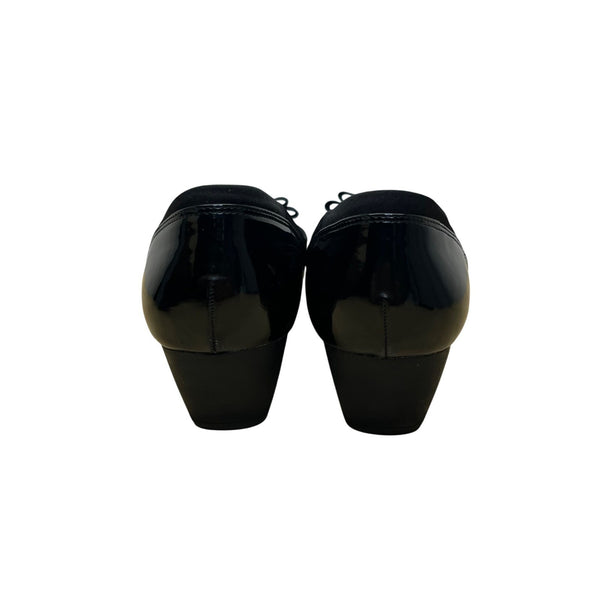 Anne Klein Sport Women’s Black Patent Leather Bow Slip-On Wedge Pumps Size 8.5M