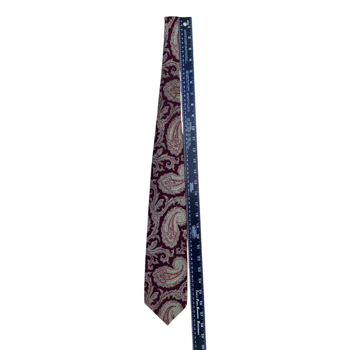 Polo By Ralph Lauren Mens Burgundy Silk Paisley Tie Classic Pattern Elegant